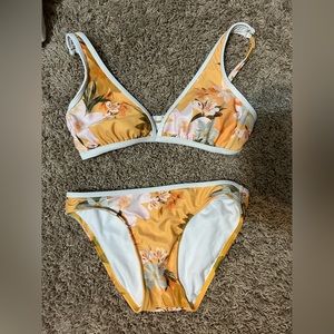 Yellow, floral two piece swimsuit